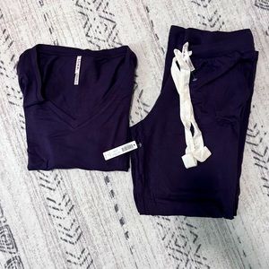 NWT - Soma - Sunday long sleeve v-neck set - XS - nightshade (dark purple)
